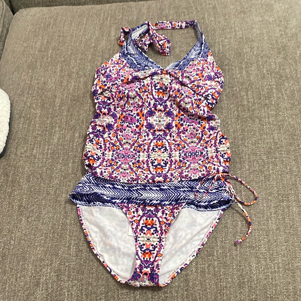 Athleta Pink, Purple, Orange and Blue Floral Tankini